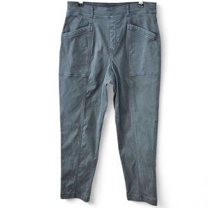 SPANX Womens Stretch Twill Straight Leg Pants, Hazy Blue Gray, Shaping, Size L